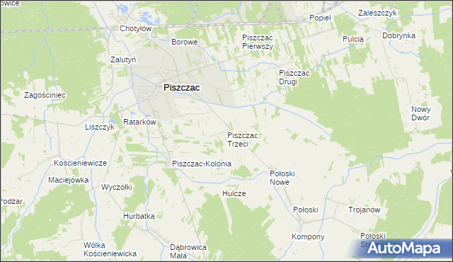 mapa Piszczac Trzeci, Piszczac Trzeci na mapie Targeo