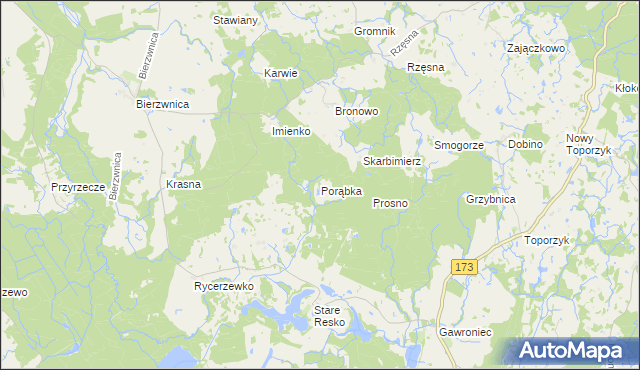 mapa Porąbka gmina Połczyn-Zdrój, Porąbka gmina Połczyn-Zdrój na mapie Targeo