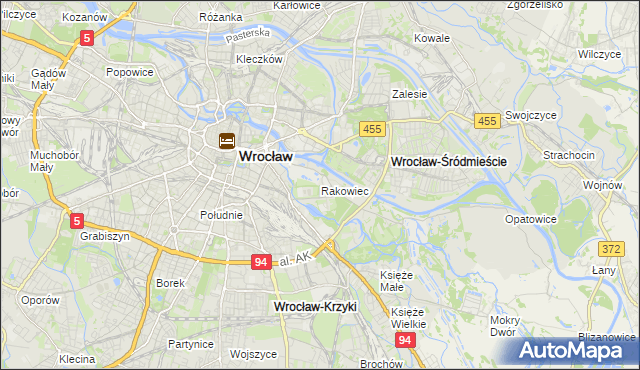 mapa Rakowiec gmina Wrocław, Rakowiec gmina Wrocław na mapie Targeo