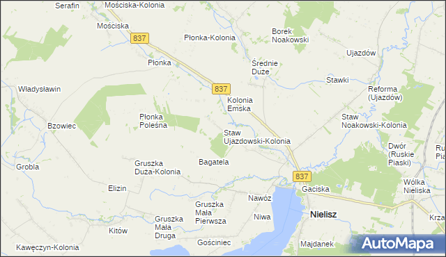 mapa Staw Ujazdowski-Kolonia, Staw Ujazdowski-Kolonia na mapie Targeo
