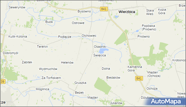 mapa Święcica gmina Wierzbica, Święcica gmina Wierzbica na mapie Targeo