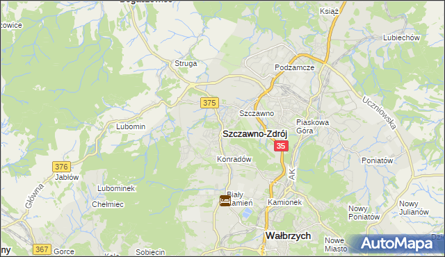 mapa Szczawno-Zdrój, Szczawno-Zdrój na mapie Targeo