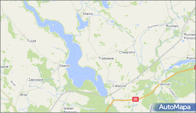 mapa Trzebawie, Trzebawie na mapie Targeo