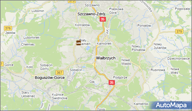 mapa Wałbrzycha, Wałbrzych na mapie Targeo