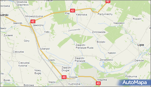 mapa Zajączki Pierwsze-Ruda, Zajączki Pierwsze-Ruda na mapie Targeo