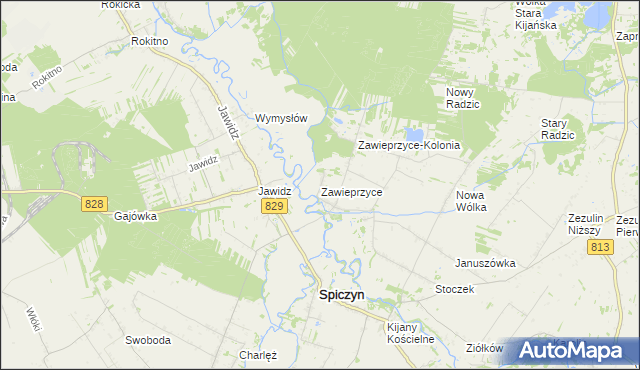 mapa Zawieprzyce, Zawieprzyce na mapie Targeo