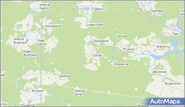 mapa Zdroje gmina Cekcyn, Zdroje gmina Cekcyn na mapie Targeo