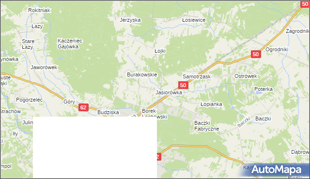 mapa Jasiorówka, Jasiorówka na mapie Targeo