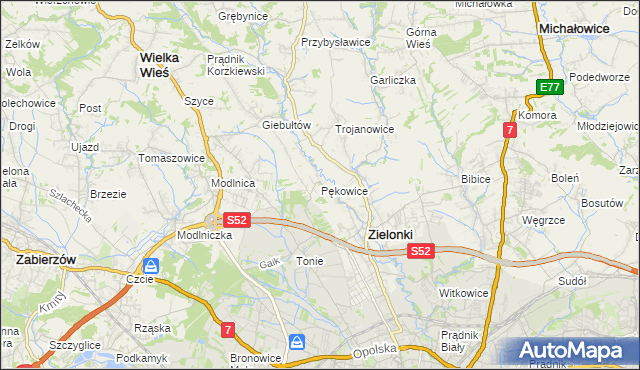 mapa Pękowice, Pękowice na mapie Targeo