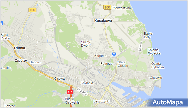 mapa Pogórze gmina Kosakowo, Pogórze gmina Kosakowo na mapie Targeo