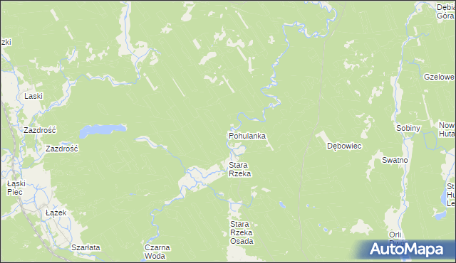 mapa Pohulanka gmina Osie, Pohulanka gmina Osie na mapie Targeo