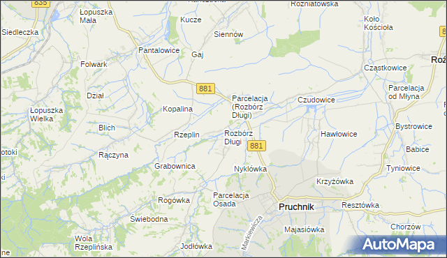 mapa Rozbórz Długi, Rozbórz Długi na mapie Targeo