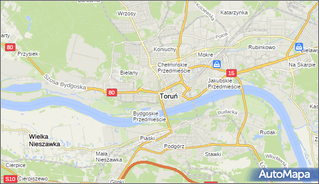 mapa Torunia, Toruń na mapie Targeo