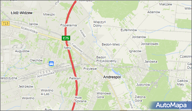 mapa Bedoń Przykościelny, Bedoń Przykościelny na mapie Targeo