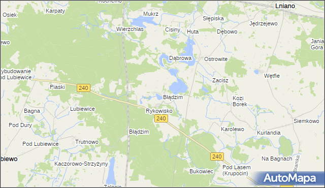 mapa Błądzim gmina Lniano, Błądzim gmina Lniano na mapie Targeo