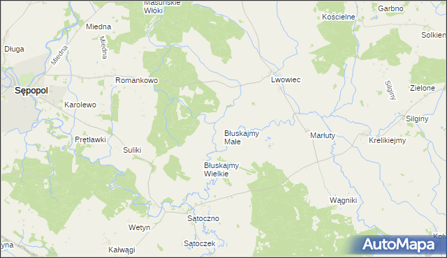 mapa Błuskajmy Małe, Błuskajmy Małe na mapie Targeo