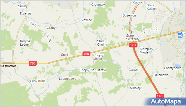 mapa Chojny Młode, Chojny Młode na mapie Targeo