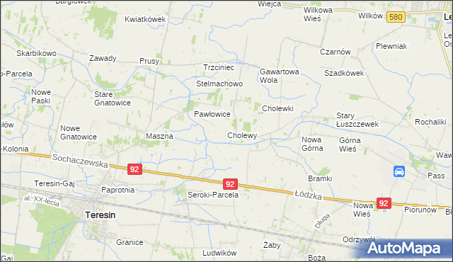 mapa Cholewy gmina Błonie, Cholewy gmina Błonie na mapie Targeo