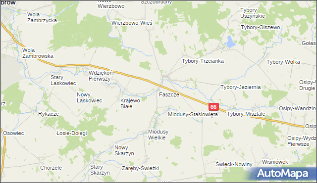 mapa Faszcze gmina Wysokie Mazowieckie, Faszcze gmina Wysokie Mazowieckie na mapie Targeo