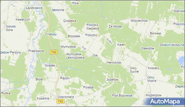 mapa Gaj gmina Przedbórz, Gaj gmina Przedbórz na mapie Targeo