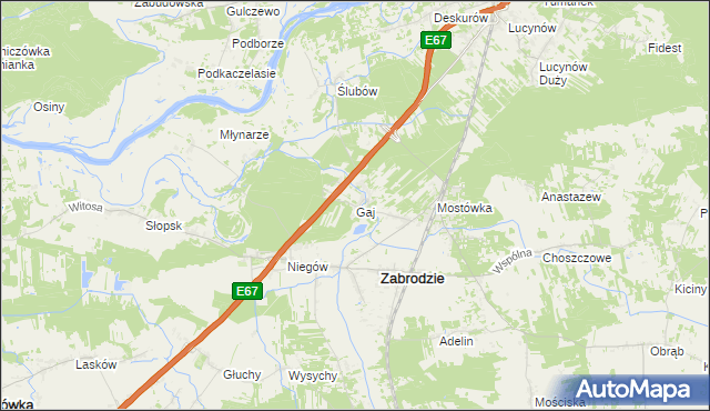 mapa Gaj gmina Zabrodzie, Gaj gmina Zabrodzie na mapie Targeo