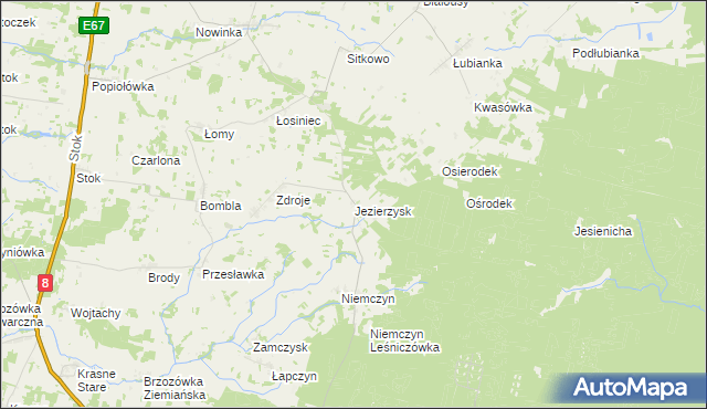 mapa Jezierzysk, Jezierzysk na mapie Targeo