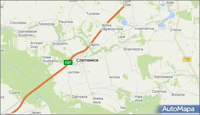 mapa Józefów gmina Czerniewice, Józefów gmina Czerniewice na mapie Targeo