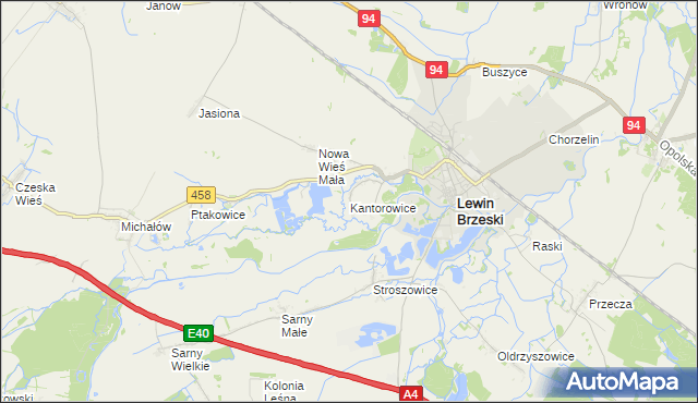 mapa Kantorowice gmina Lewin Brzeski, Kantorowice gmina Lewin Brzeski na mapie Targeo