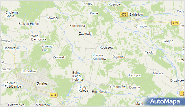 mapa Kolonia Kociszew, Kolonia Kociszew na mapie Targeo