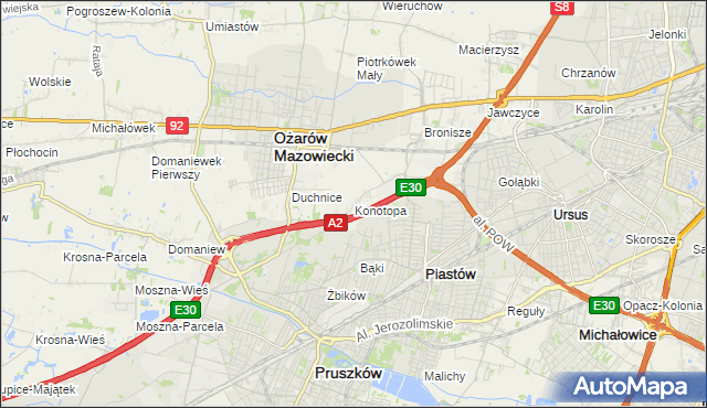 mapa Konotopa gmina Ożarów Mazowiecki, Konotopa gmina Ożarów Mazowiecki na mapie Targeo