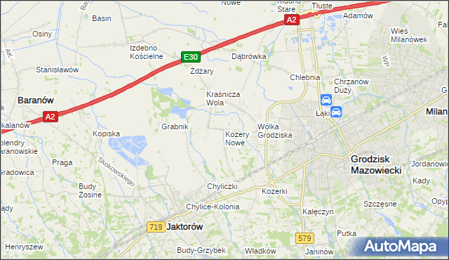 mapa Kozery Nowe, Kozery Nowe na mapie Targeo