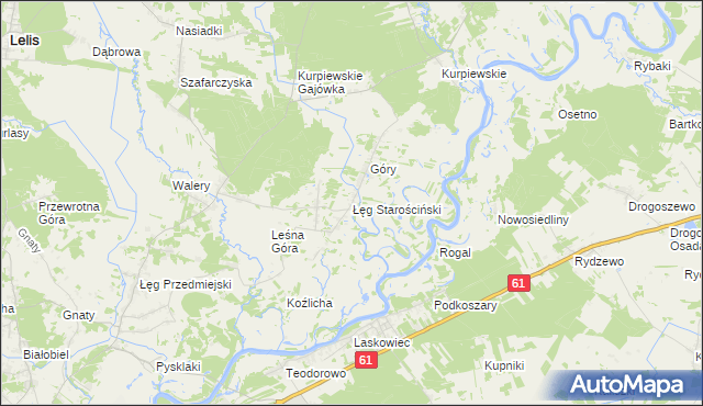 mapa Łęg Starościński, Łęg Starościński na mapie Targeo