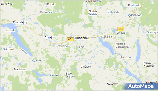 mapa Łoje gmina Dubeninki, Łoje gmina Dubeninki na mapie Targeo