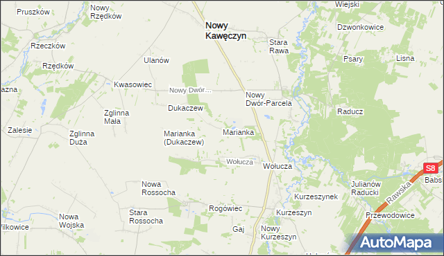 mapa Marianka gmina Nowy Kawęczyn, Marianka gmina Nowy Kawęczyn na mapie Targeo