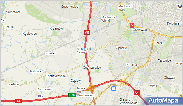 mapa Mokronos Dolny, Mokronos Dolny na mapie Targeo