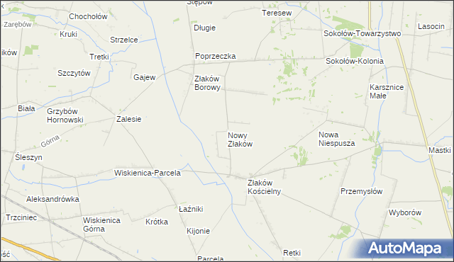 mapa Nowy Złaków, Nowy Złaków na mapie Targeo