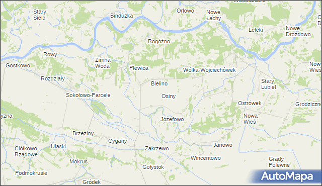 mapa Osiny gmina Rząśnik, Osiny gmina Rząśnik na mapie Targeo