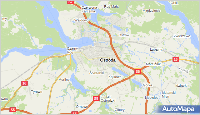 mapa Ostróda, Ostróda na mapie Targeo