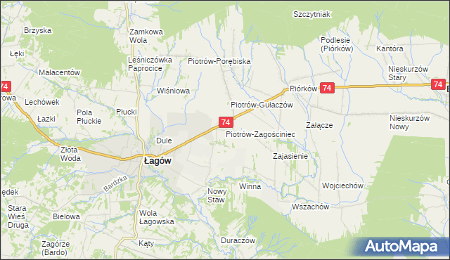 mapa Piotrów-Zagościniec, Piotrów-Zagościniec na mapie Targeo