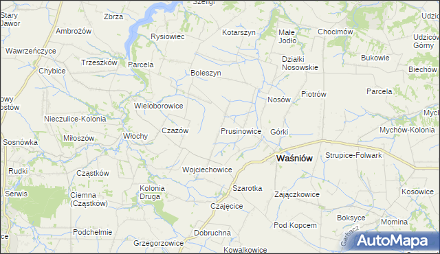 mapa Prusinowice gmina Waśniów, Prusinowice gmina Waśniów na mapie Targeo