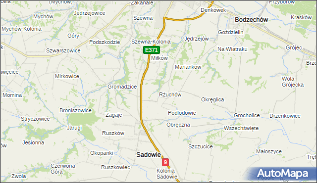 mapa Rżuchów, Rżuchów na mapie Targeo