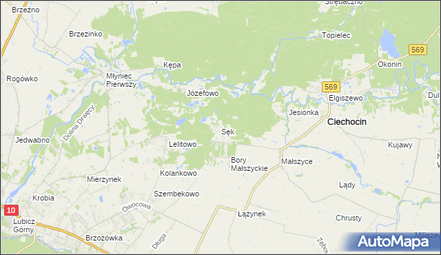 mapa Sęk, Sęk na mapie Targeo