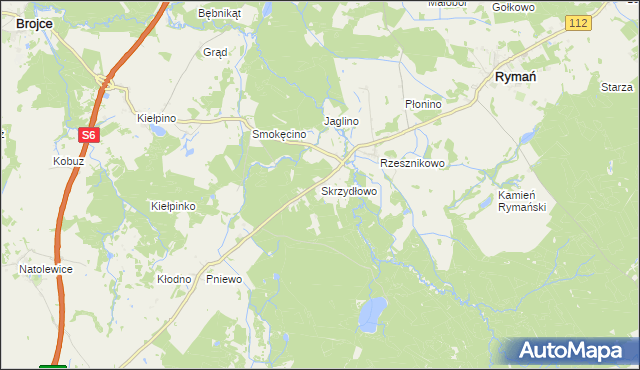 mapa Skrzydłowo gmina Rymań, Skrzydłowo gmina Rymań na mapie Targeo