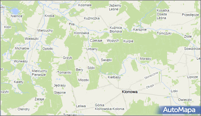 mapa Świątki gmina Klonowa, Świątki gmina Klonowa na mapie Targeo