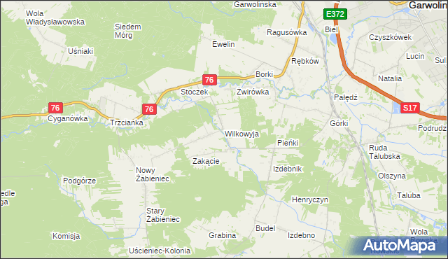 mapa Wilkowyja gmina Garwolin, Wilkowyja gmina Garwolin na mapie Targeo