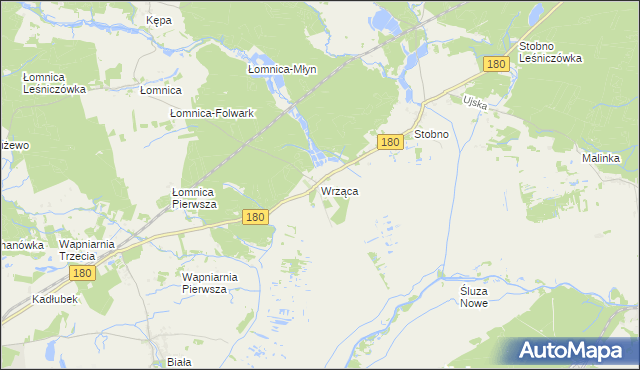 mapa Wrząca gmina Trzcianka, Wrząca gmina Trzcianka na mapie Targeo