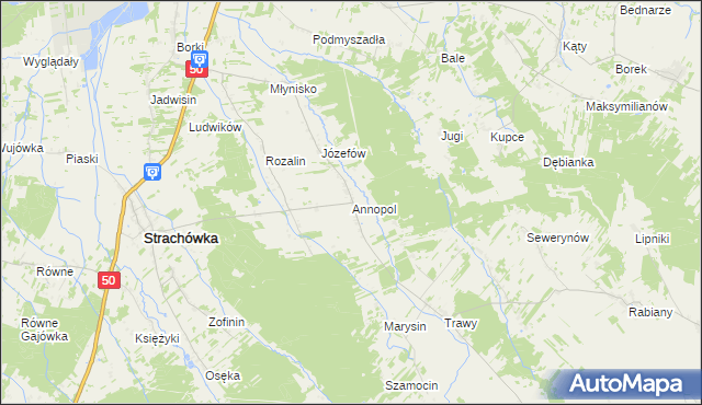 mapa Annopol gmina Strachówka, Annopol gmina Strachówka na mapie Targeo