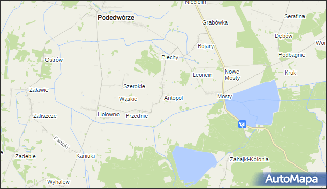 mapa Antopol gmina Podedwórze, Antopol gmina Podedwórze na mapie Targeo