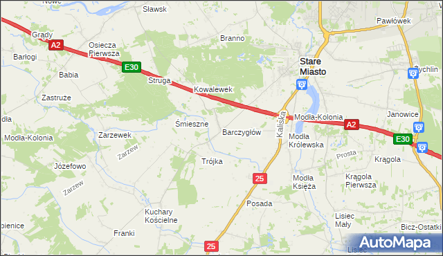 mapa Barczygłów, Barczygłów na mapie Targeo