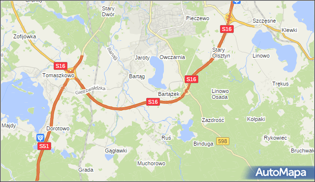 mapa Bartążek, Bartążek na mapie Targeo